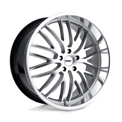 TSW SNETTERTON 19X8 5X100 35 72.10 HYPER SILVER W/ MIRROR CUT LIP Wheel/Rim