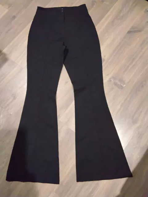 Boohoo Petite Seam Detail Flared Tailored Trouser Black size UK 10  EUR 38