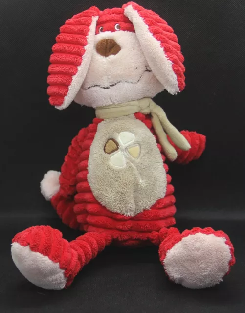 doudou peluche lapin chien rouge beige bengy  état neuf