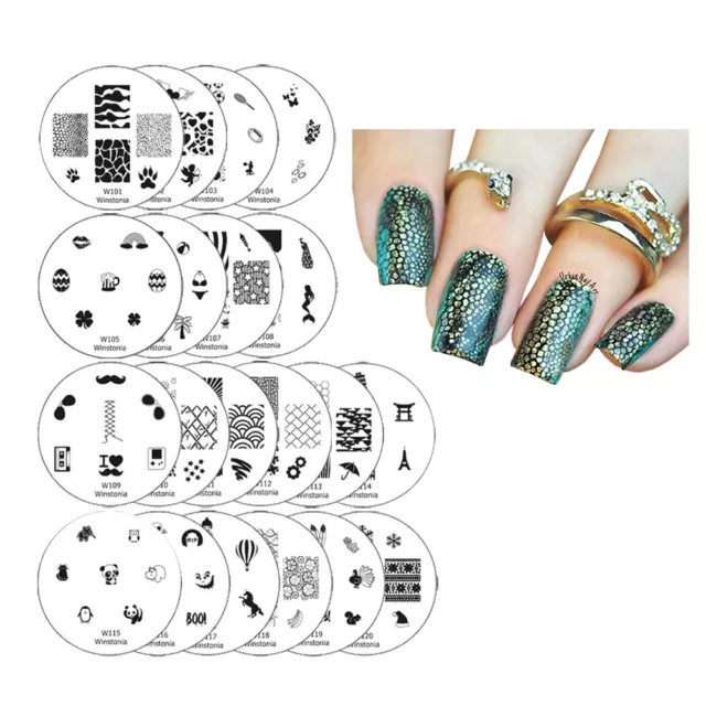 Winstonia Nail Art Stamping Plates Set Stamp Disc Manicure 1ST GEN Template Gel