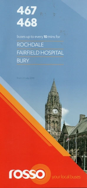 TRANSDEV BUS TIMETABLE - Rosso - 467/468 - Rochdale-Bury - July 2018 £4 ...