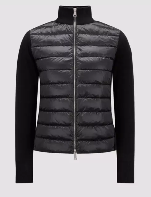 Women auth Moncler Padded Cardigan tricot black Sz XS with hanger and tags $1065