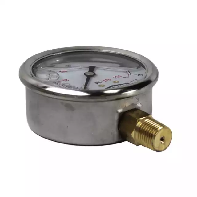 Water and Air Pressure Gauge New 1/4" Brass BSPT Thread 0 - 140psi/1000kpa 2
