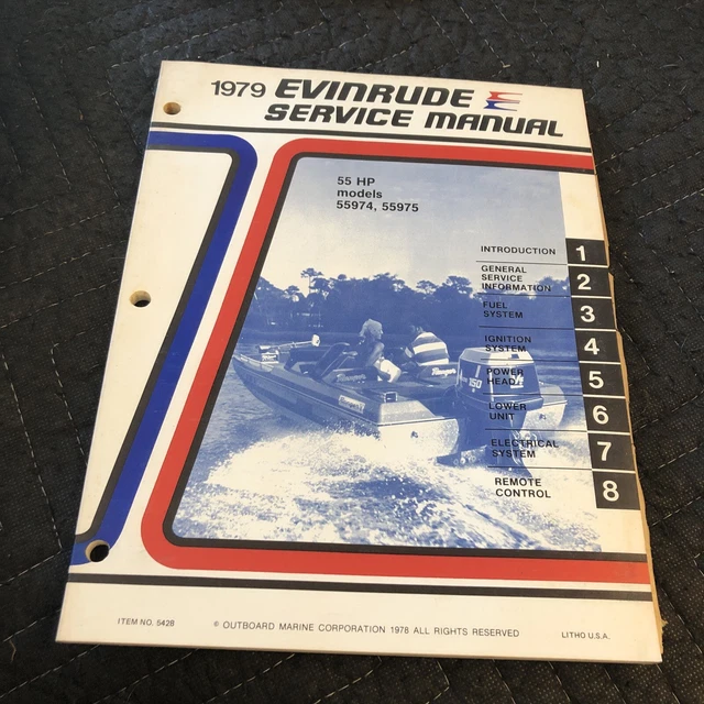 1979 Evinrude Outboard 55 HP 55974, 55975 Models Service Manual Item No. 5428