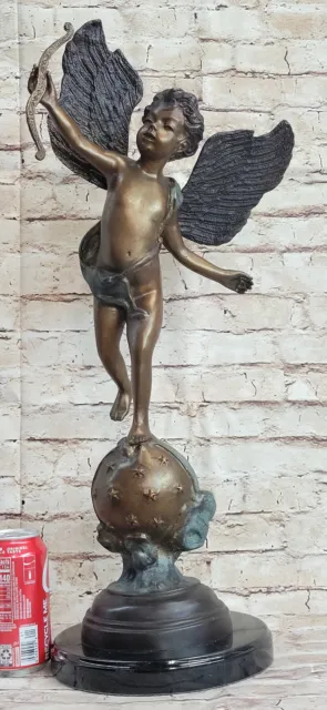 24" Bronce Romántico Cupido Con Moño Caliente Reparto Estatua Escultura De Venta 2
