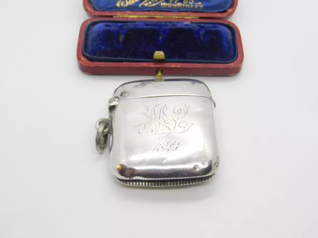 Victorian Sterling Silver Chunky Vesta Case 1898 Birmingham Deakin & Francis