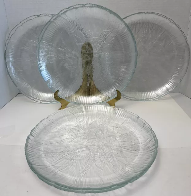 Vintage Arcoroc Canterbury Crocus Glass Dinner Plates 9 Available. 10 3/4"