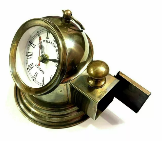 Antique Desk Watch Brass Clock Marine Nautical Desk Table Décor Vintage...