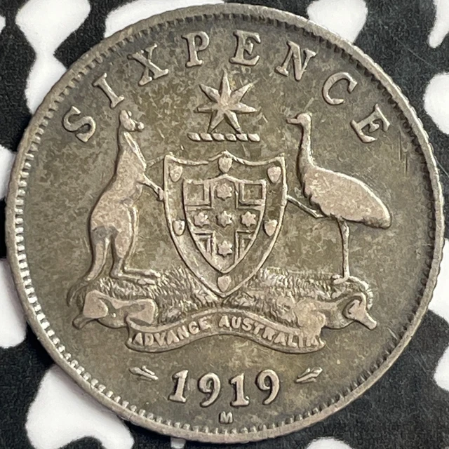 1919-M Australia 6 Pence Sixpence Lot#D1874 Silver!