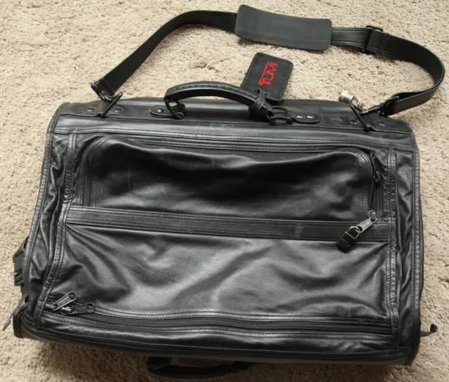 Vintage Tumi Black Leather Garment Travel Bag