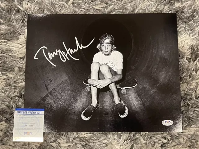 Signed TONY HAWK 11x14 Rare Black & White Photo PSA COA Skateboard Skate AUTO