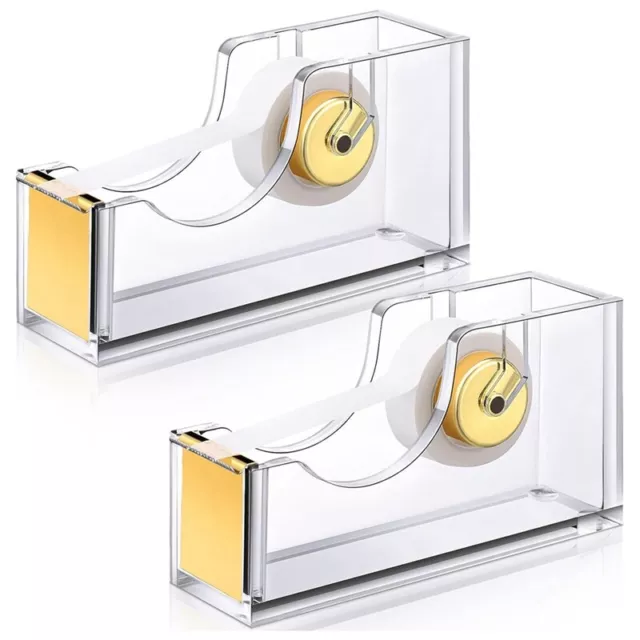 2 pezzi dispenser nastro acrilico ufficio distributore nastro oro trasparente nastro 5359