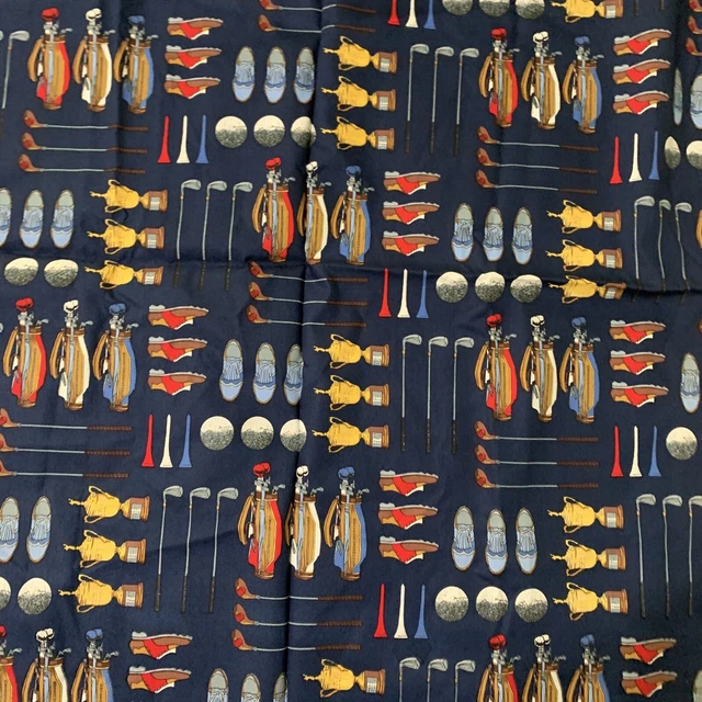 Cotton Fabric Remnant Golf Themed 24” X 42”