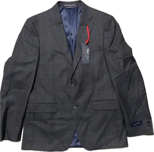 Tommy Hilfiger Men's Modern-Fit Brown Plaid Wool Blazer Sport Coat Jacket 44R