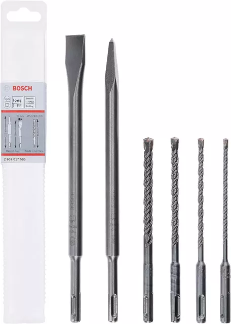 Bosch Professional 2607017585 6 Piece SDS Plus-5 Hammer Drill Bit and Chisel Se