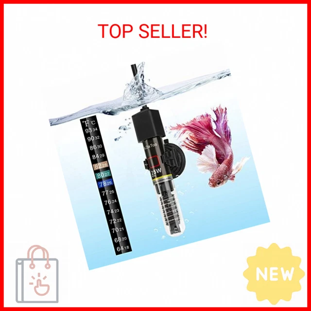 DaToo Mini Aquarium Heater 25W Small Fish Tank Heater 25 Watt with Free Thermome