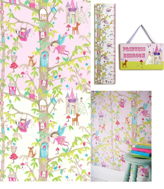 Woodland Fairies Glitter Girls Bedroom Wallpaper & Matching Accessories