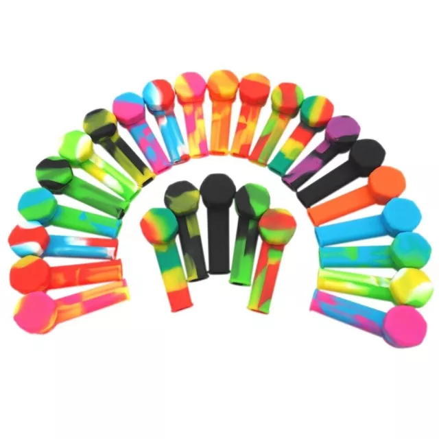 10pc 3.4'' Mini Silicone Smoking Hand Pipe with Metal Bowl &Cap Lid Pocket Pipe/ 2