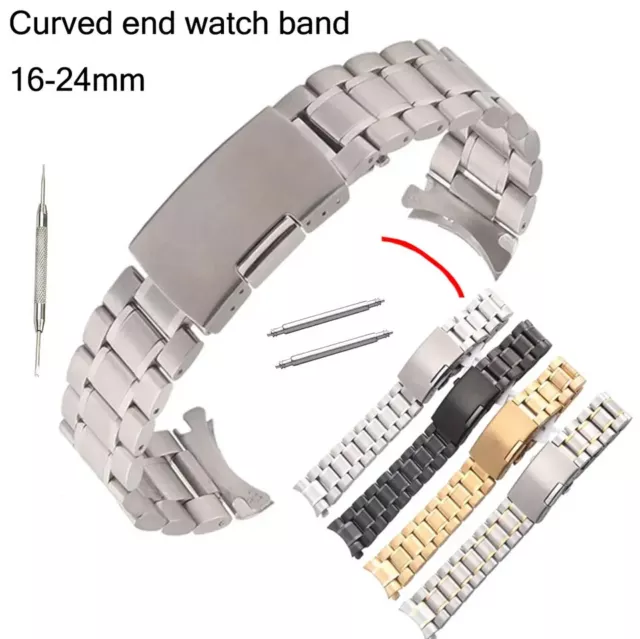 Cured 5 Rows Watch Band 16mm 18 19mm 20 21mm 22 24 26mm Stainless Steel Strap