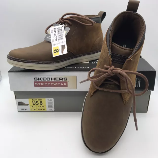 SKECHERS MENS HESTON Regano Leather Boots Size Uk 7 49.99