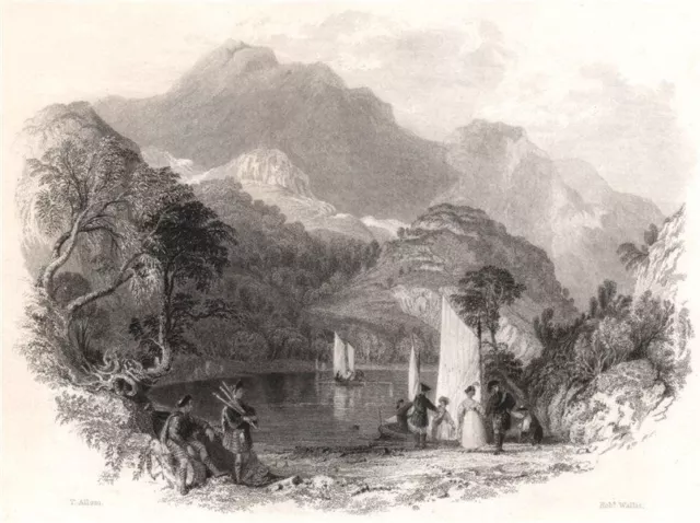 Pass of the Trossachs, Loch Katrine. Scotland. ALLOM 1838 old antique print