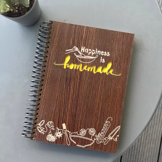 Happiness is Homemade Recipe book - Handcrafted Sustainable Wood Cookbook