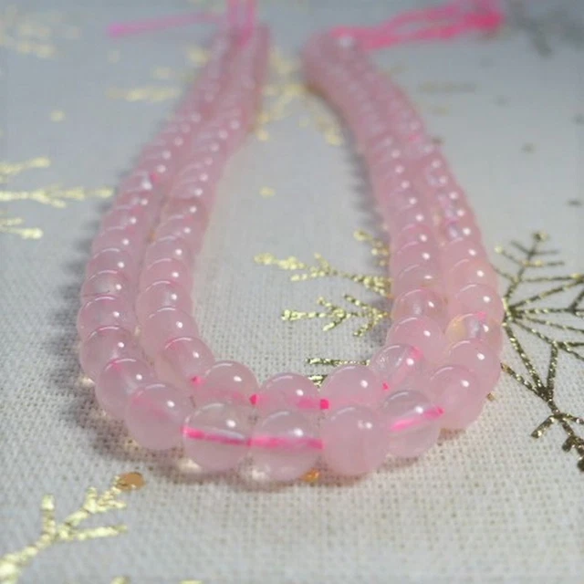 Quartz Rose perles rondes de 6 mm .Pierre Naturelles. Gemmes Lithothérapie.