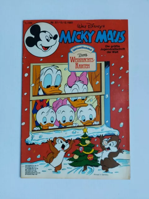 Ehapa - Micky Maus Nr. 51 / 15.12.1981 - Top Zustand / Z1- (mit Beilage)