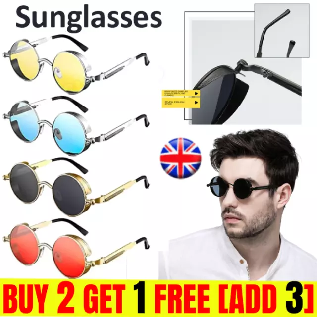 Vintage Polarized Steampunk Sunglasses Men Women Retro Design Round UV400