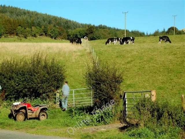 Photo 6x4 Grazing Land Near Pinwherry A farmer secures his gates on the B c2009