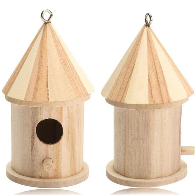 Casa de pájaros colgantes nido de pájaros de madera para periquitos periquitos y pájaros pequeños (S