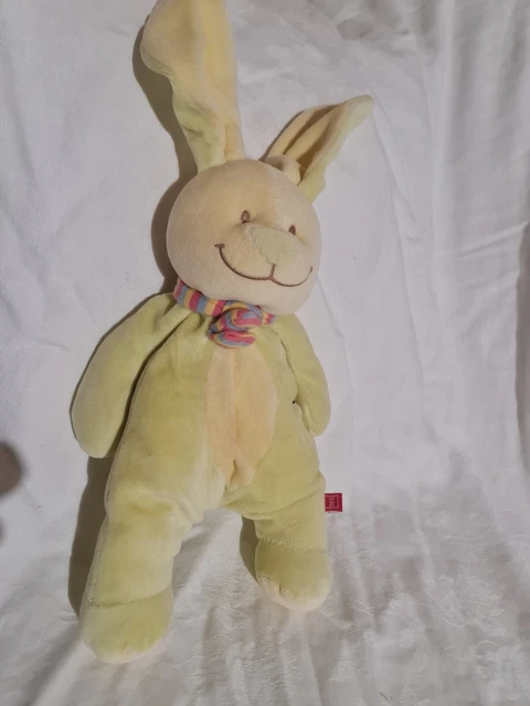 Doudou peluche lapin rose foulard rayé - TEX - très bon état ancien modèle