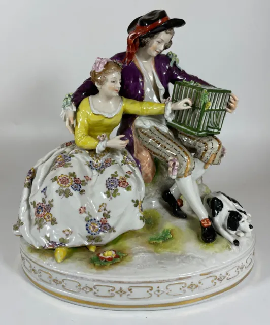 Antique 19th Century Rudolstadt Continental Porcelain Figurine Figure Group 23cm 2