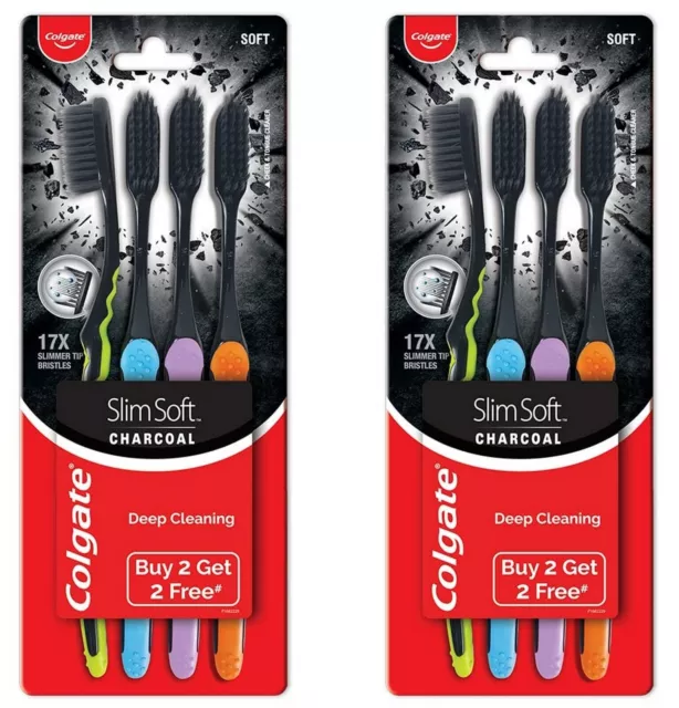 2 spazzolini da denti Colgate Slim Soft Charcoal Confezione da 4 spazzolini...