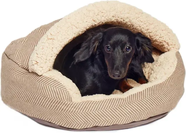 YXW Canvas Fleece Deep Dish Covered Cat & Dog Bed
