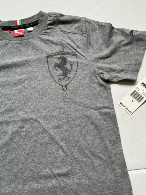 Puma Ferrari SF Big Shield Tee Boys Size Medium Gray T Shirt Supplier NWT 3