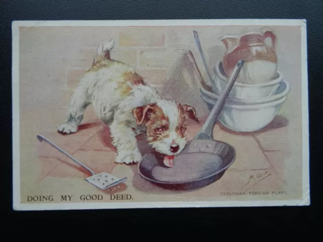 DOG Sealyham Terrier Puppy DOING MY GOOD DEED by Mabel Gear c1954 Postcard