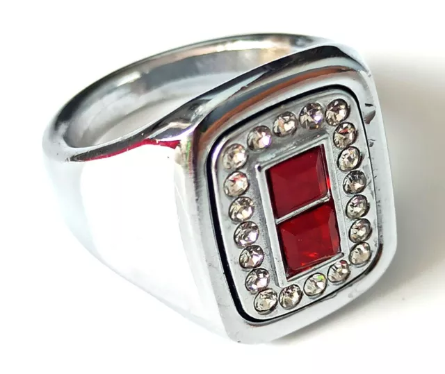 Bague de luxe en argent massif plaqué deux tons pour homme, rubis rouge...