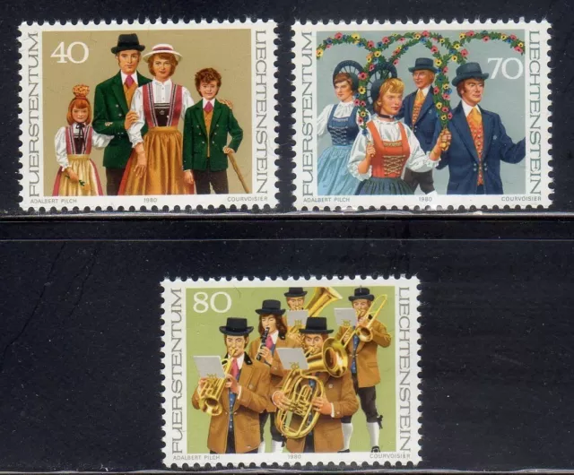 Liechtenstein-MNH-1980-Complete set of 3-Triesenberg Family Sc #694-696