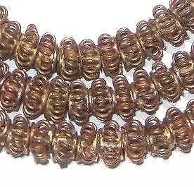 Handmade Copper Coil Lantern Beads 8mm West Africa African Disk Large Hole