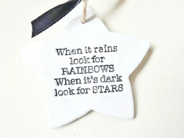 Rainbows & Stars Inspiring Life Quote Ornament Plaque Home Decor Positive Gift