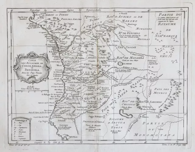 Angola Kongo Congo Afrika West Africa map Karte Kupferstich engraving Bellin