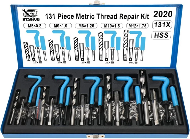 M10x1.5 Helicoil Kit NEW 15Pc Thread Repair Kit M12 X1.25 X 16.3MM Auto Car Tool Helical Coil J1058 E Metric Helicoil Kit - Foto 5