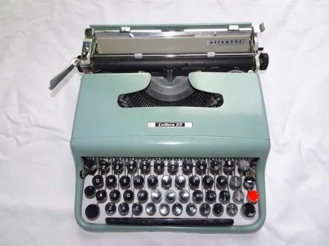 Máquina de escribir Olivetti Lettera 22 (verde/azul) vintage