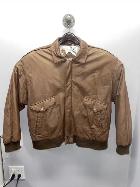 Chaqueta Bombardero de Cuero Roundtree & Yorke para Hombre De Colección Mapa Bolsillos Aislados XL