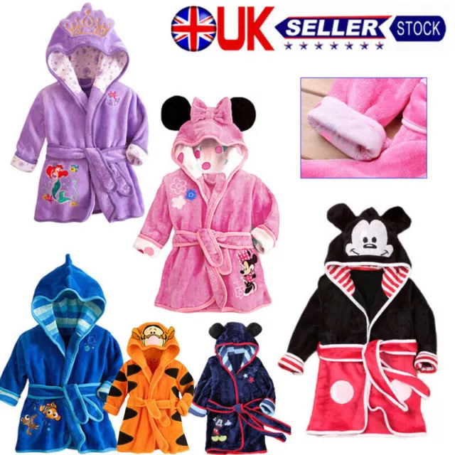 UK Undercover Dressing Gown Boys Girls Fleece Kids Soft Animal Hooded Bath Robe