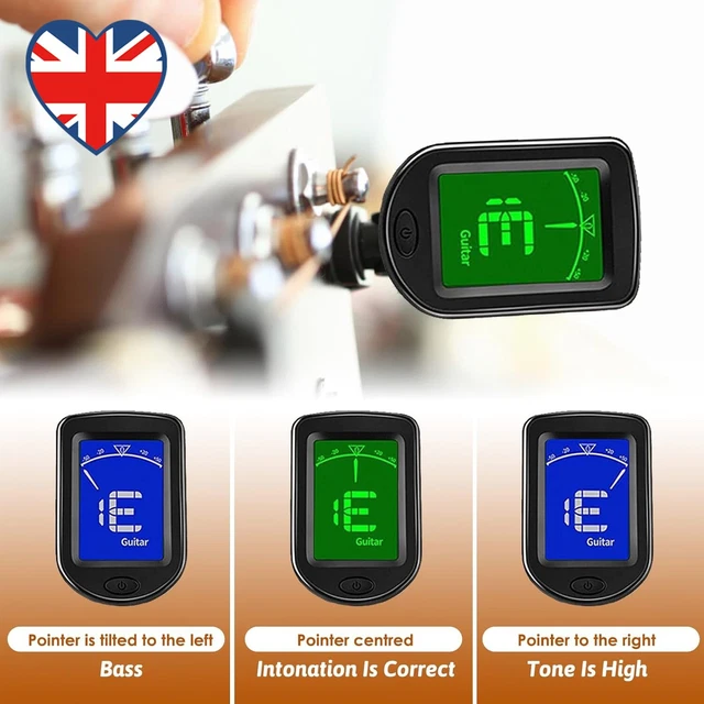 LCD Display Guitar Tuner Portable Bass Violin Ukulele Tuner Clip On Guitar Tuner