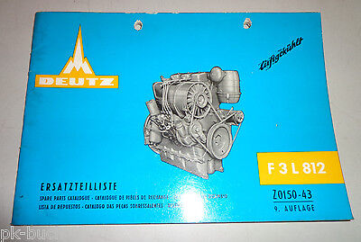 DEUTZ Catalogo Ricambi Motore Deutz F 6 L 312 Di 02/1967 
