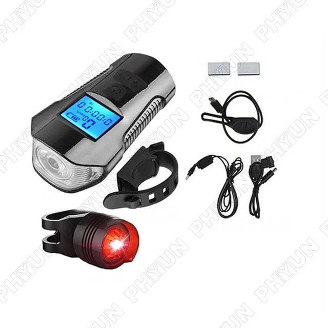 LED BICYCLE HEADLIGHT Rear Bicycle Light with Bike Speedometer Horn
