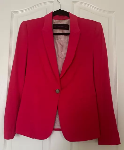 Zara Basic Pink Blazer Women Size M Single Button Long Sleeves